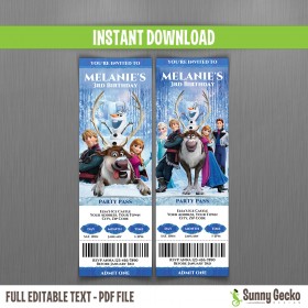 Frozen Birthday Ticket Invitations (Set 3)